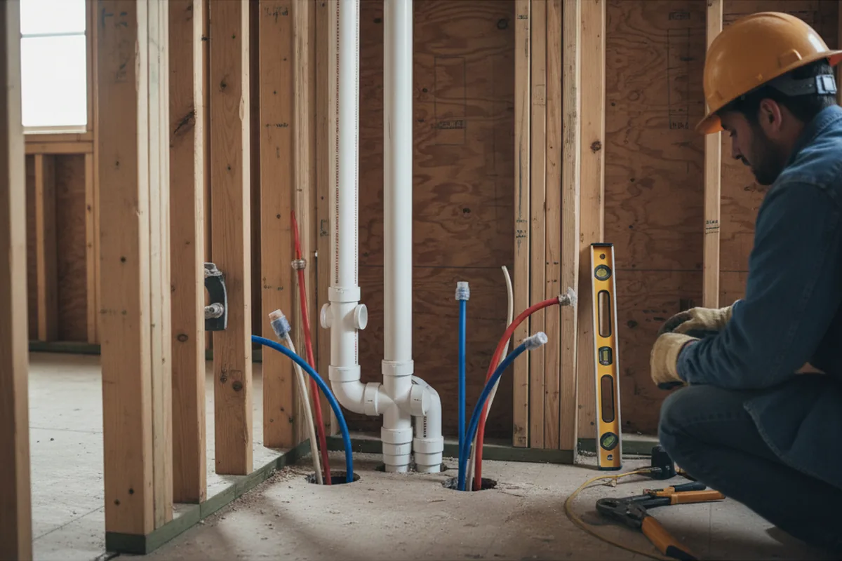 Drain and supply rough-in during Leak Detection in South Yarmouth